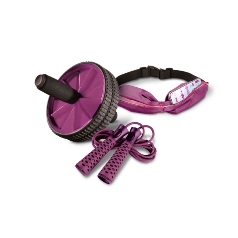 Purple Women's Core Fitness Set with Jump Rope and Waist Pack